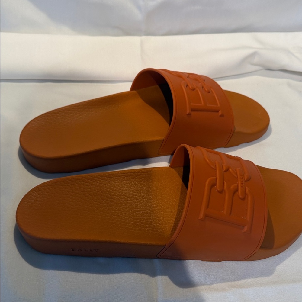 Bally Bright Orange Slide Sandals